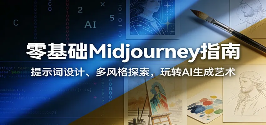 图片[1]_零基础Midjourney指南：提示词设计、多风格探索，玩转AI生成艺术_抖汇吧