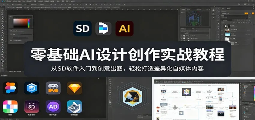 零基础AI设计创作实战教程：从SD软件入门到创意出图，轻松打造差异化自媒体内容_抖汇吧