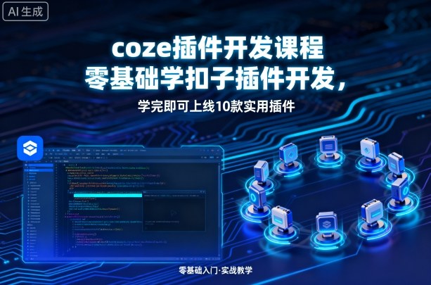 coze插件开发课程，零基础学扣子插件开发，学完即可上线10款实用插件_抖汇吧