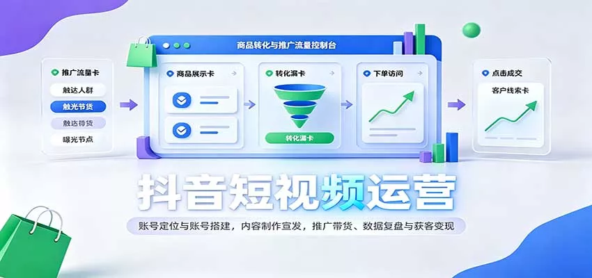 抖音短视频运营：账号定位与账号搭建，内容制作宣发，推广带货、数据复盘与获客变现_抖汇吧