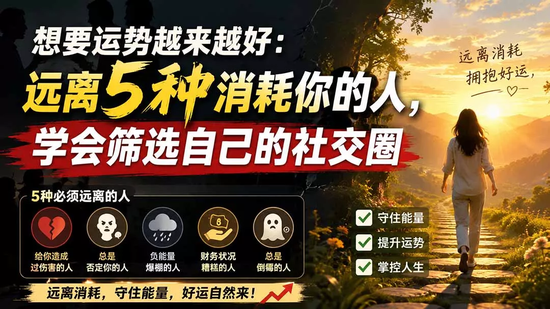 付费文章：想要运势越来越好：远离5种消耗你的人，学会筛选自己的社交圈_抖汇吧
