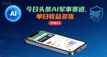 今日头条AI军事赛道，单日收益多张 ，手机可做【附指令】_抖汇吧