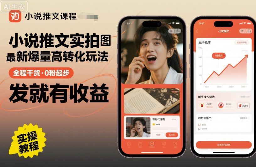 小说推文实拍双图文最新爆量高转化玩法，全程干货，0粉起步，发就有收益_抖汇吧