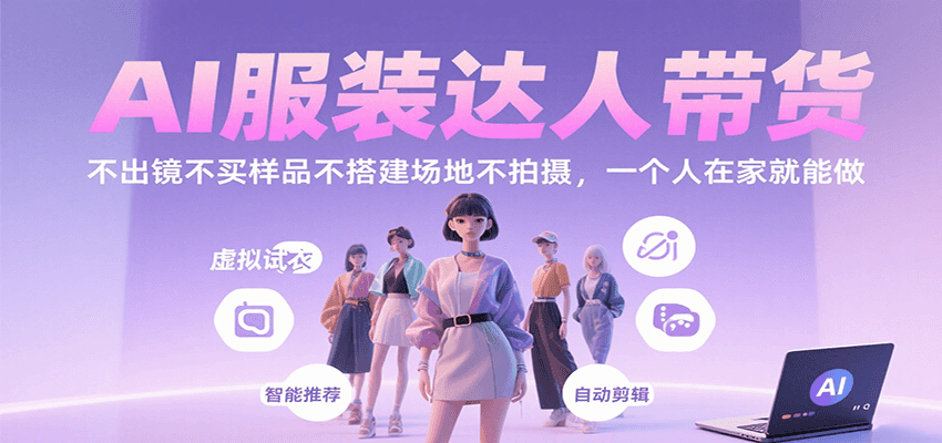 AI服装达人带货，不出镜不买样品不搭建场地不拍摄，一个人在家就能做_抖汇吧