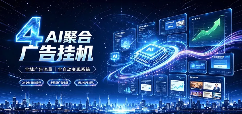 全域广告流量聚合，AI无人挂机稳赚佣金，打造长期稳定被动收入副业_抖汇吧