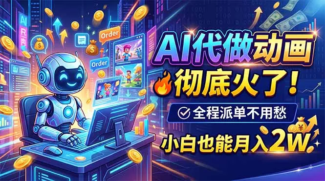 AI代做动画，彻底火了！全程派单不用愁，小白也能月入2W_抖汇吧