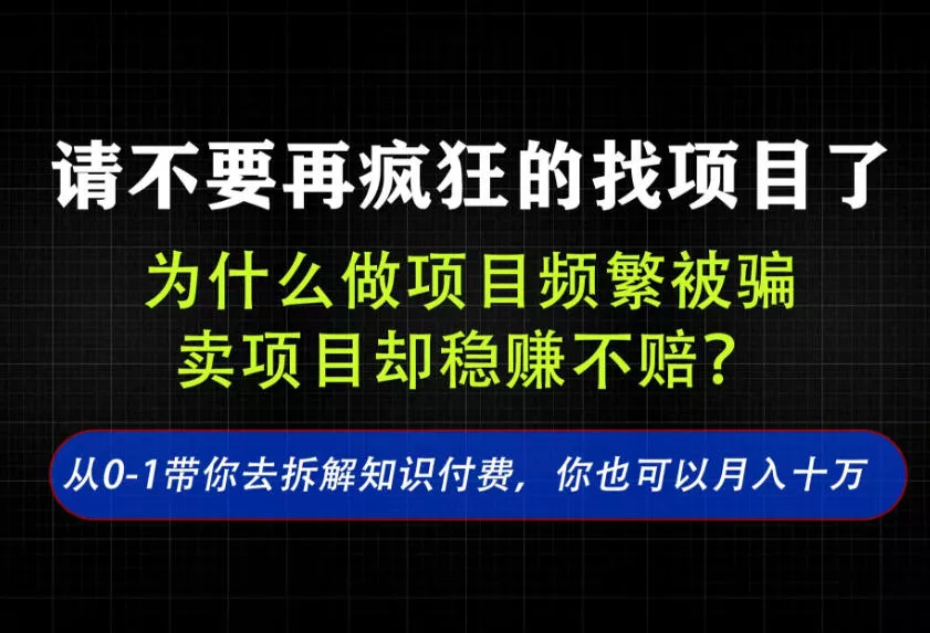 找项目?别傻了!卖项目才是真的一本万利!看完你全都懂了【揭秘】