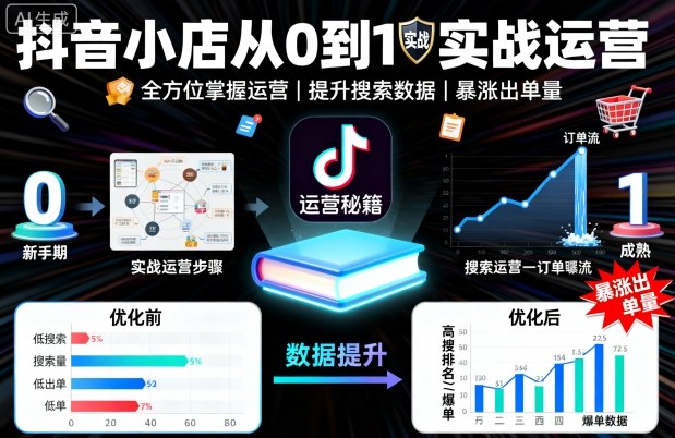 抖音小店从0到1实战运营，帮你全方位掌握小店运营，提升搜索数据与出单量_抖汇吧