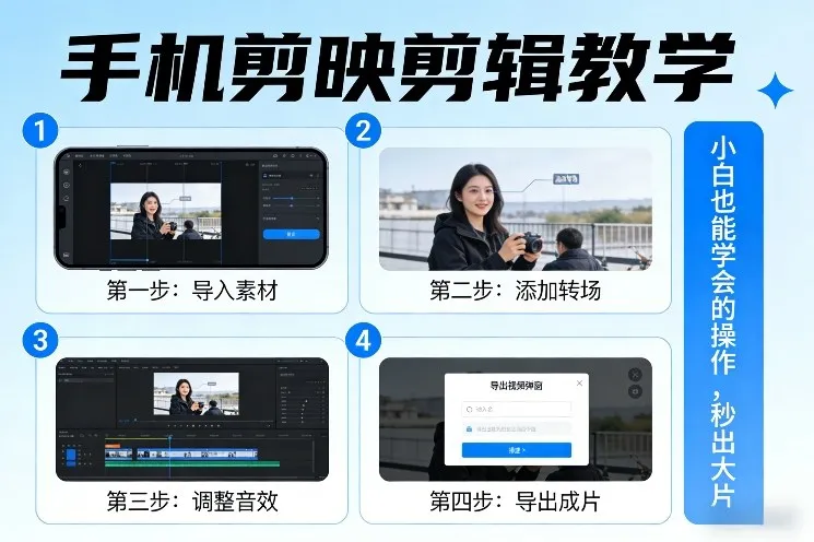 手机剪映剪辑教学，小白也能学会的操作，秒出大片_抖汇吧