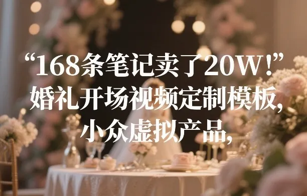 168条笔记卖了20W！婚礼开场视频定制模板，小众虚拟产品_抖汇吧