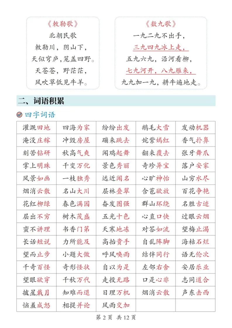 2025新二上语文期末复习考点汇总12页_抖汇吧