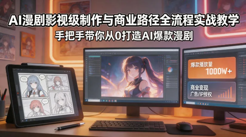 AI漫剧影视级制作与商业路径全流程实战教学，手带你从0打造AI爆款漫剧_抖汇吧