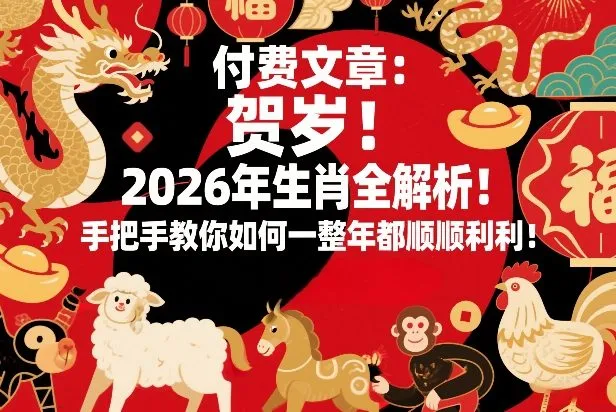 付费文章：贺岁！2026年生肖全解析！手把手教你如何一整年都顺顺利利！_抖汇吧
