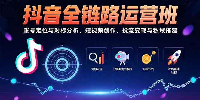 （15525期）抖音全链路运营班：账号定位与对标分析，短视频创作，投流变现与私域搭建_抖汇吧
