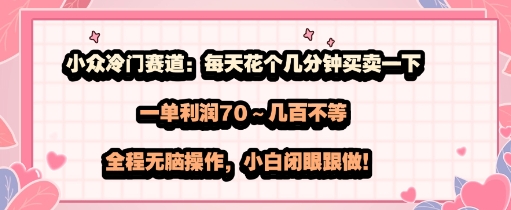 小众冷门赛道：每天花个几分钟买卖一下，一单利润70～几张不等，全程无脑操作，小白闭眼跟做_抖汇吧