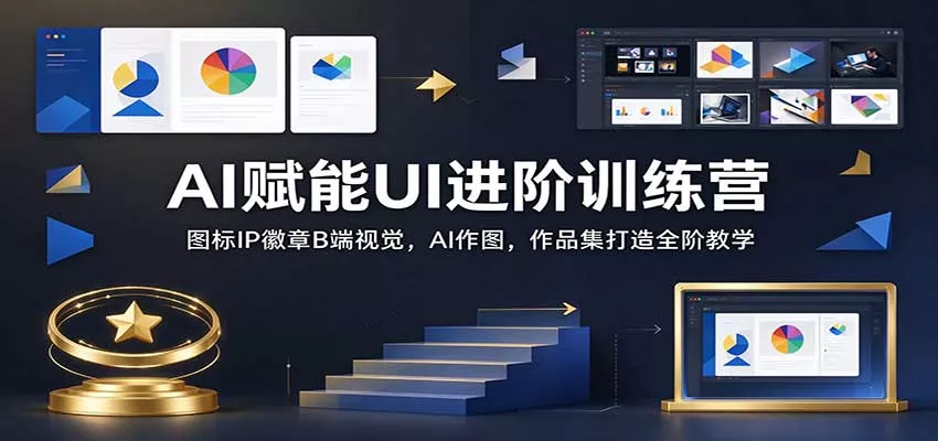 AI赋能UI进阶训练营：图标IP徽章B端视觉，AI作图，作品集打造全阶教学_抖汇吧
