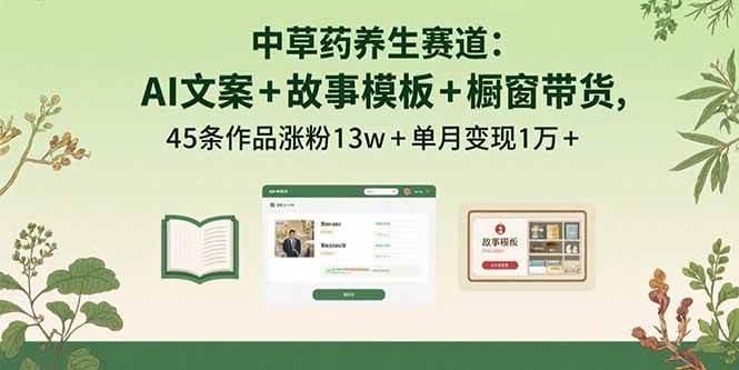 图片[1]_（15925期）中草药养生赛道：AI文案+故事模板+橱带货，45条作品涨粉13w+单月变现1万+_抖汇吧