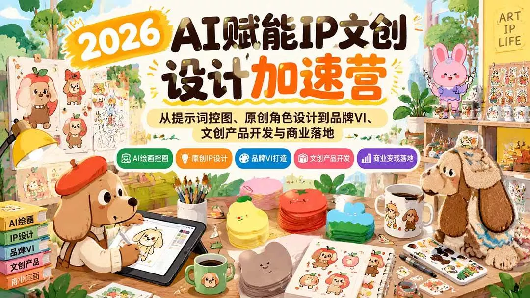 （21151期）2026AI赋能IP文创设计加速营：从提示词控图、原创角色设计到品牌VI、文创产品开发与商业落地_抖汇吧