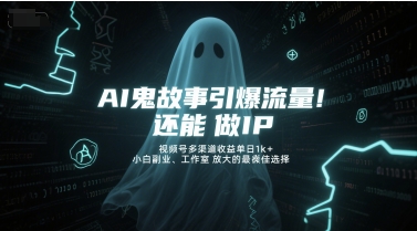 AI鬼故事引爆流量，还能做IP，视频号多渠道收益单日1k+，小白副业、工作室放大的最佳选择_抖汇吧