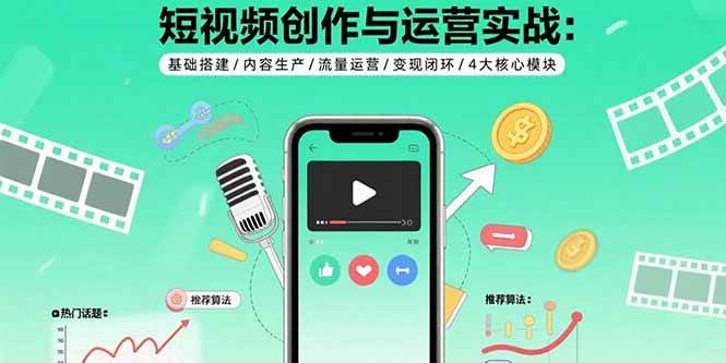 （15819期）短视频创作与运营实战：基础搭建/内容生产/流量运营/变现闭环/4大核心模块_抖汇吧