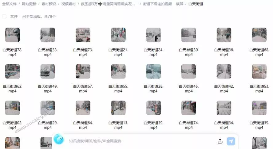 （21009期）氛围感3万+海量高清剪辑实况素材，含雨天、雪天、夜景、街道等经典场景，伤感唯美励志短视频无水印素材