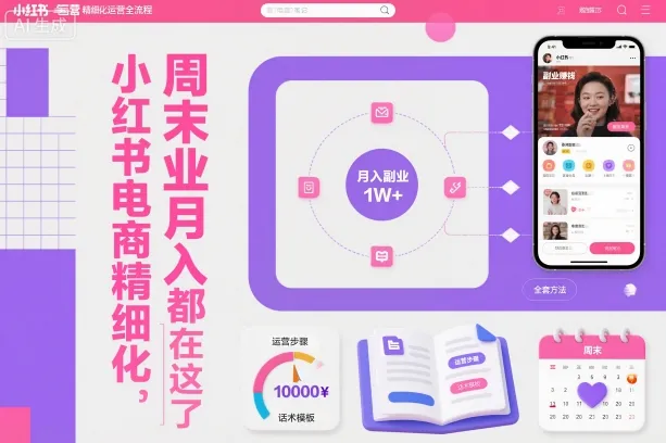 小红书电商精细化运营全流程，周末副业月入1W+，全套方法都在这了_抖汇吧