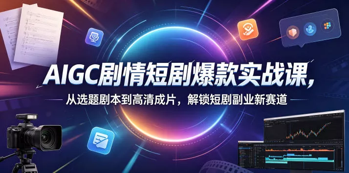 AIGC剧情短剧爆款实战课，从选题剧本到高清成片，解锁短剧副业新赛道（更新0906）_抖汇吧