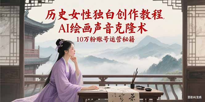 历史女性独白创作教程，AI绘画声音克隆术，10万粉账号运营秘籍_抖汇吧