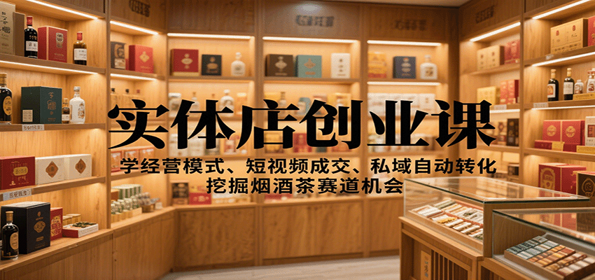 实体店创业课：学经营模式、短视频成交、私域自动转化，挖掘烟酒茶赛道机会_抖汇吧