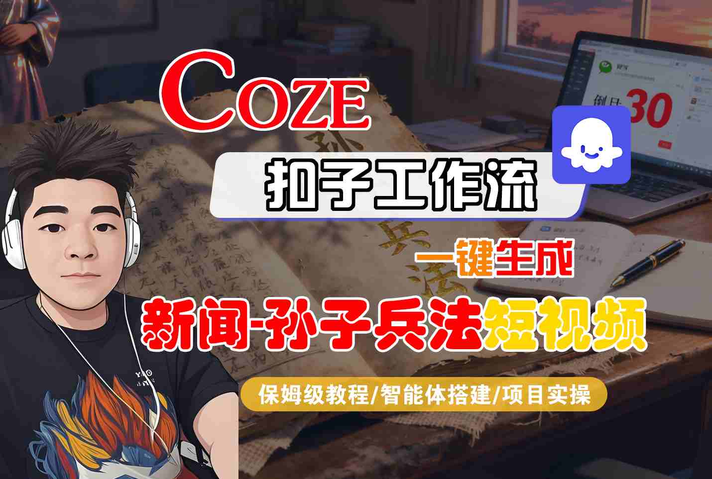 Coze扣子智能体工作流一键生成“新闻-孙子兵法“短视频，全流程保姆级教学_抖汇吧