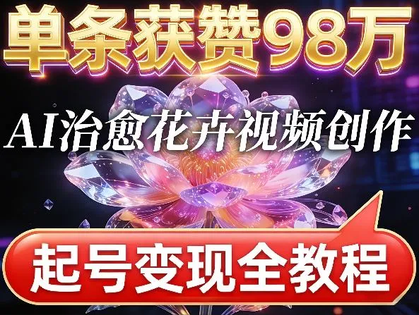 单条获赞98W，AI治愈花卉视频创作，起号变现全教程_抖汇吧