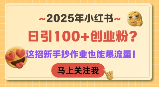 2025年小红书日引100+创业粉？这招新手抄作业也能爆流量！_抖汇吧