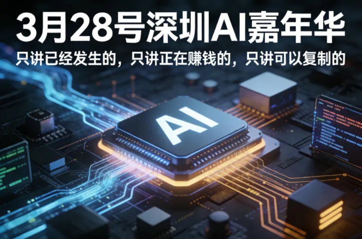 3月28号深圳AI嘉年华，只讲已经发生的，只讲正在賺钱的，只讲可以复制的_抖汇吧