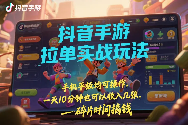 抖音手游拉单实战玩法，手机平板均可操作，一天10分钟也可以收入几张，碎片时间搞钱【揭秘】_抖汇吧