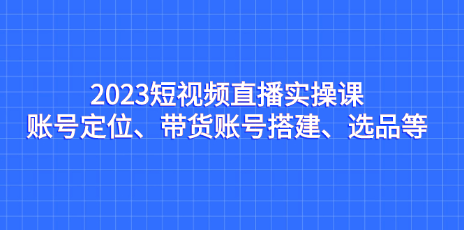 2023短视频直播实操课，账号定位、带货账号搭建、选品等_抖汇吧