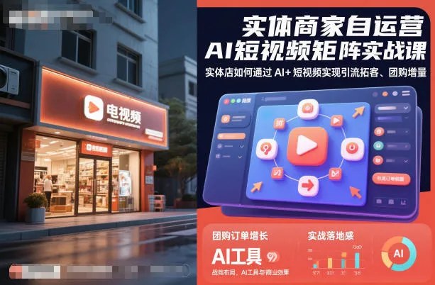 实体商家自运营AI短视频矩阵实战课，实体店如何通过AI+短视频实现引流拓客、团购增量_抖汇吧