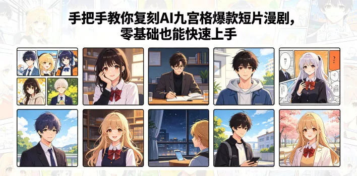 手把手教你复刻AI九宫格爆款短片漫剧，零基础也能快速上手_抖汇吧