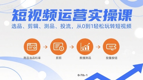 短视频运营实操课，选品、剪辑、测品、投流，从0到1轻松玩转短视频_抖汇吧