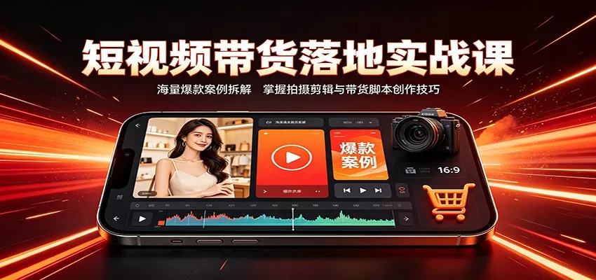 短视频带货落地实战课：海量爆款案例拆解，掌握拍摄剪辑与带货脚本创作技巧_抖汇吧