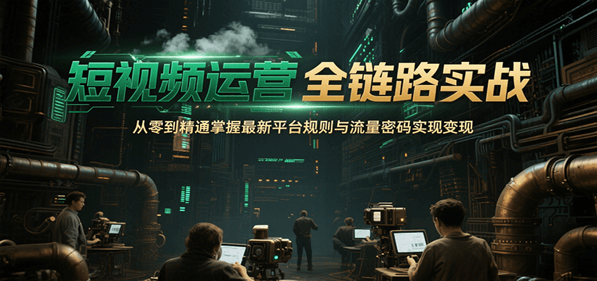 短视频运营全链路实战，从零到精通掌握最新平台规则与流量密码实现变现_抖汇吧