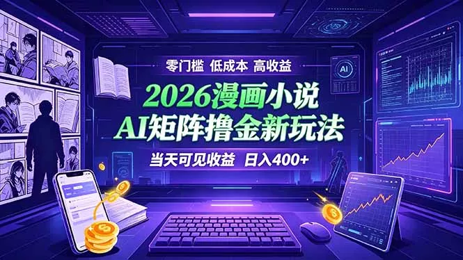 爆款小说漫画大阅读 ai矩阵操作 当天可见收益 日入400+ 零门槛 高收益_抖汇吧