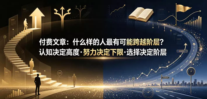 付费文章:什么样的人最有可能跨越阶层?认知决定高度·努力决定下限·选择决定阶层