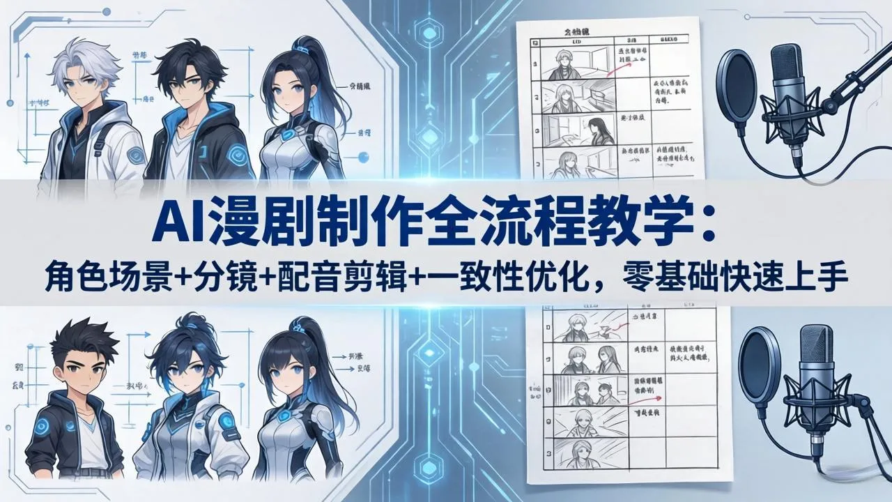 AI漫剧制作全流程教学：角色场景+分镜+配音剪辑+一致性优化，零基础快速上手_抖汇吧