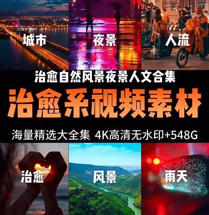 （21009期）氛围感3万+海量高清剪辑实况素材，含雨天、雪天、夜景、街道等经典场景，伤感唯美励志短视频无水印素材
