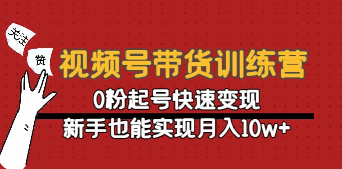 视频号带货训练营：0粉起号快速变现，新手也能实现月入10w+_抖汇吧