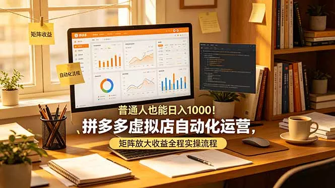 普通人也能日入 1000！拼多多虚拟店自动化运营，矩阵放大收益全程实操流程_抖汇吧
