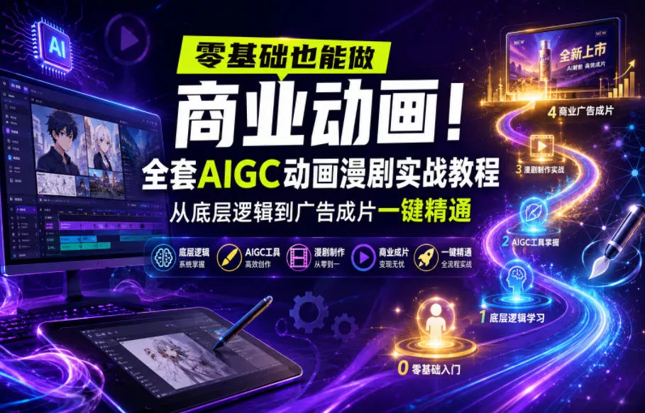 零基础也能做商业动画！全套AIGC动画漫剧实战教程，从底层逻辑到广告成片一键精通(更新0715)_抖汇吧