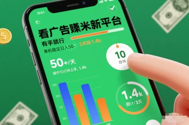 看广告賺米新平台,有手就行,单机稳定日入50+,操作10分钟上手,3天搞了1.4k【揭秘】_抖汇吧