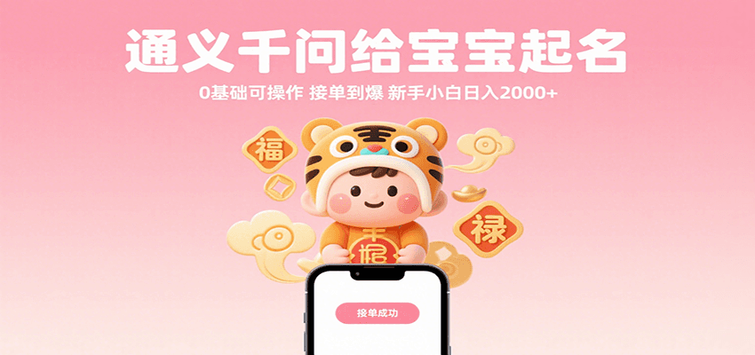 通义千问给宝宝起名 0基础可操作 接单到爆 新手小白日入2000+_抖汇吧