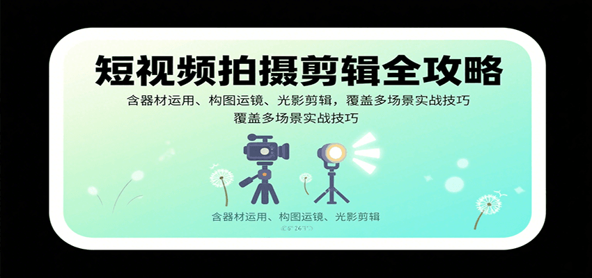 短视频拍摄剪辑全攻略：含器材运用、构图运镜、光影剪辑，覆盖多场景实战技巧_抖汇吧